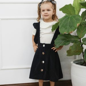 Girls' Black Pinafore Dress Set