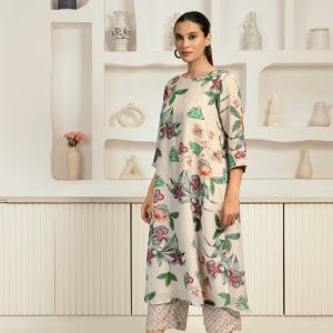 Mint Green Floral Printed Kurti Set