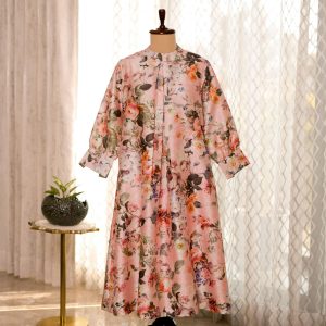 "Floral Print Long Kimono Dress"